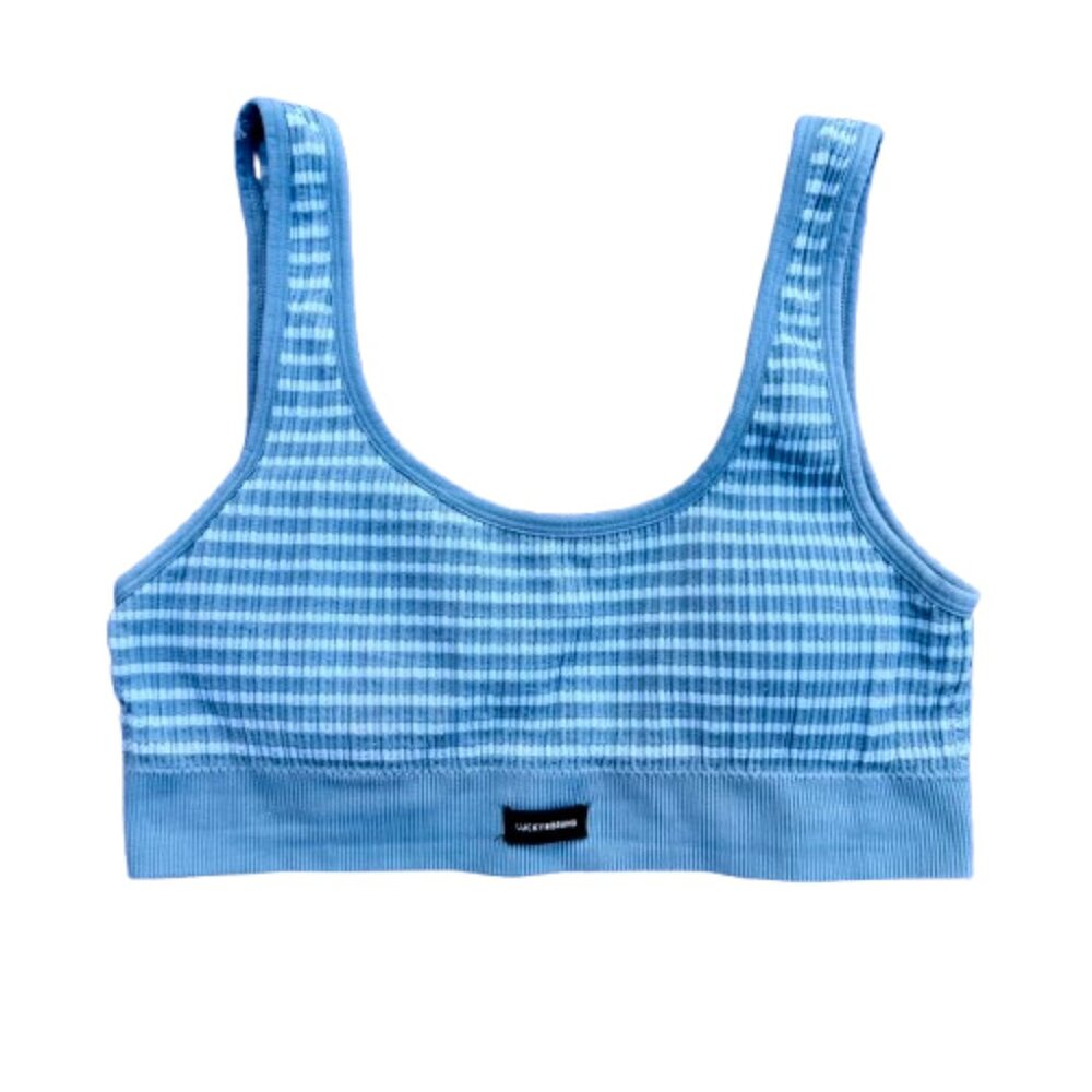 Lucky Brand Sports Bra XL Teal Stripe Removable pads Athleisure